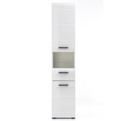 Meuble colonne salle de bain blanc brillant 2 portes 1 tiroir Kinzo 30 cm