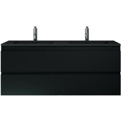 Meuble de salle de bain Angela 120 cm - Lavabo noir - Noir mat - Meuble bas avec vasque