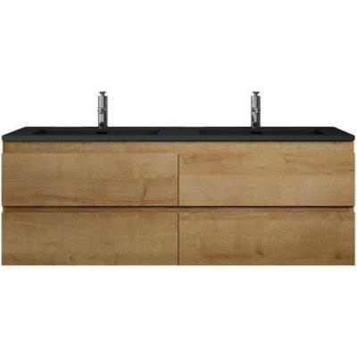 Meuble de Salle de Bain Angela (140cm, Chene, Noir)