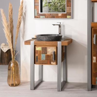 Wanda Collection Meuble de salle de bain Factory teck m&eacute;tal 70 cm