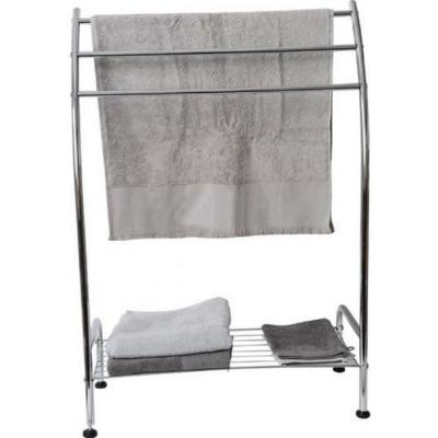 TENDANCE Porte-serviettes 3 Barres et 1 Etag&egrave;re en m&eacute;tal chrom&eacute; H 85 cm