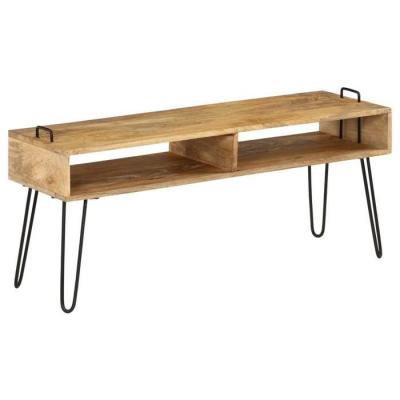 HELLOSHOP26 Meuble t&eacute;l&eacute; buffet tv t&eacute;l&eacute;vision design pratique bois de manguier massif 110 cm 2502133