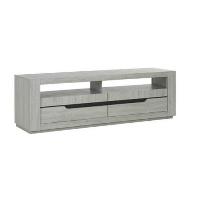 TOUSMESMEUBLES  Meuble TV 2 tiroirs Ch&ecirc;ne Gris Clair - JEANNETTE : Gris -