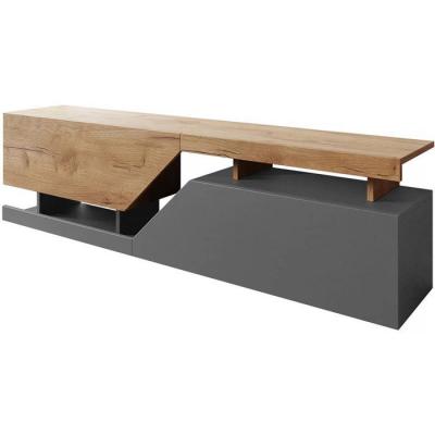 MOBILIER1.FR Meuble TV Ceelias -160 x 46 x 35 cm - Gris/Marron