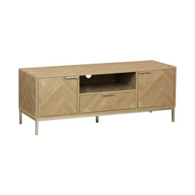 SWEEEK Meuble tv 2 portes d&eacute;cor bois motifs chevrons