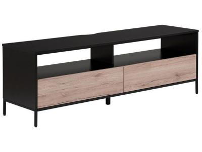 BELIANI  - Meuble TV noir et couleur bois SYDNEY