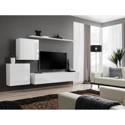 PARIS PRIX Meuble tv mural design ""switch v"" 250cm blanc