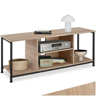 TECTAKE  Meuble TV DENVER en Bois et Acier Style industriel Bois Clair Industriel, Ch&ecirc;ne Sonoma