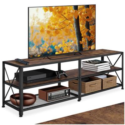 TECTAKE  meuble bas - 161 cm - bois fonc&eacute; industriel, rustique 404543
