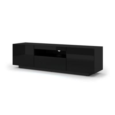 BIM FURNITURE Meuble tv aura 150 cm suspendu ou debout noir mat / noir brillant