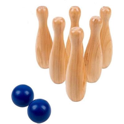 MGM  Bte/Jeu De 6 Quilles 2 Boules Bois Naturel 20cm Diam