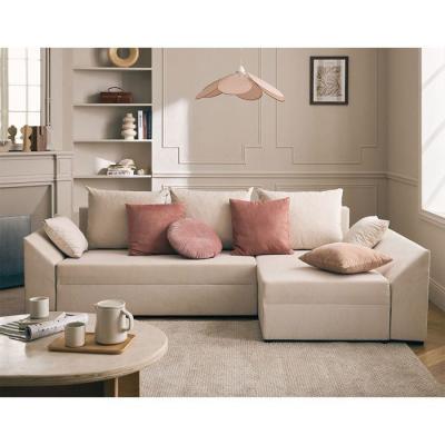 BESTMOBILIER  Canap&eacute; d'angle r&eacute;versible convertible 4 places MIKE - Velours Beige