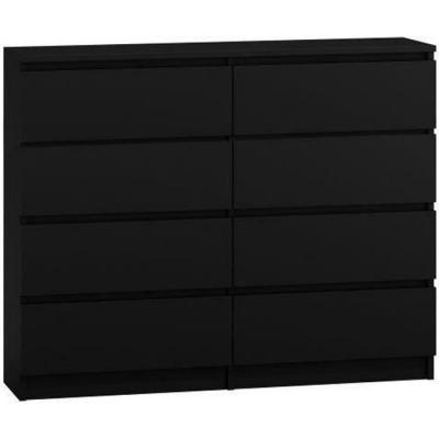 MILAN - Commode de chambre 8 tiroirs - 40x120x97cm - Style noir 