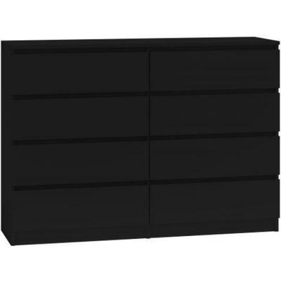 MILAN - Commode de chambre 8 tiroirs - 138x97x40cm - Meuble de noir 