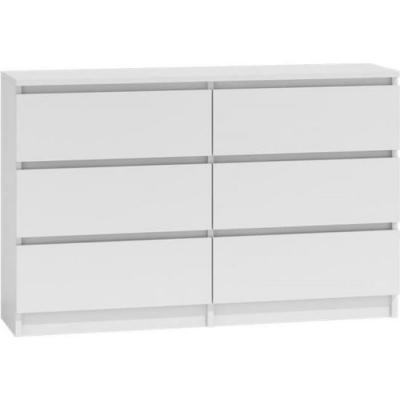 MILAN - Commode de chambre large 6 tiroirs - 30x120x77cm - Style Blanc 