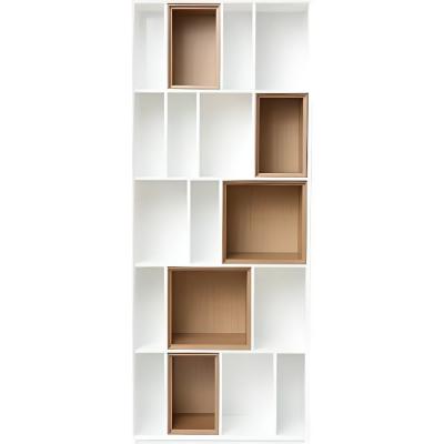 Miliboo - Biblioth&egrave;que design modulable blanc et ch&ecirc;ne JAZZ