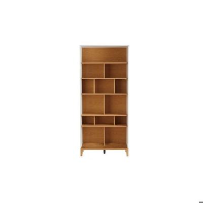 Miliboo - Biblioth&egrave;que design bois clair ch&ecirc;ne et blanc L90 cm ABEL