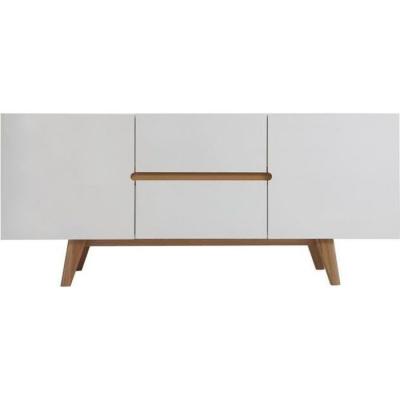 Miliboo - Buffet scandinave blanc brillant et fr&ecirc;ne 160cm MELKA