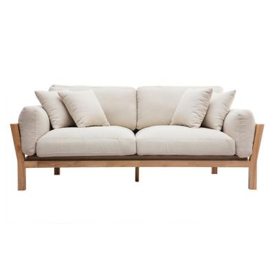 MILIBOO Canap&eacute; design 3 places d&eacute;houssable blanc cr&ecirc;me pieds bois KYO