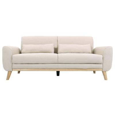 MILIBOO  Canap&eacute; design 3 places en tissu naturel et bois clair EKTOR