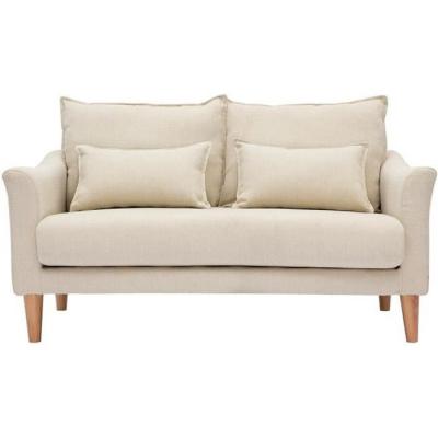 MILIBOO  Canap&eacute; scandinave 2 Places en Tissu Beige et Bois Clair Kate