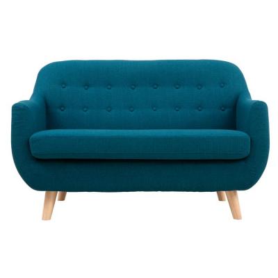 MILIBOO Canap&eacute; 2 places scandinave d&eacute;houssable bleu canard et bois YNOK