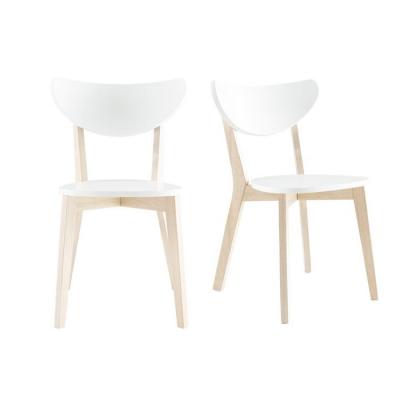 Miliboo Chaises scandinaves blanc et bois clair (lot de 2) LEENA