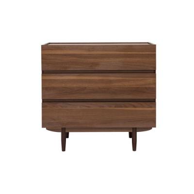 Miliboo Commode finition bois fonc&eacute; noyer 3 tiroirs L80 cm SANAA
