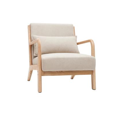 MILIBOO  - Fauteuil en bois clair et tissu beige DERRY