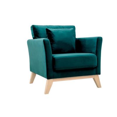 MILIBOO  Fauteuil scandinave d&eacute;houssable velours bleu p&eacute;trole OSLO 