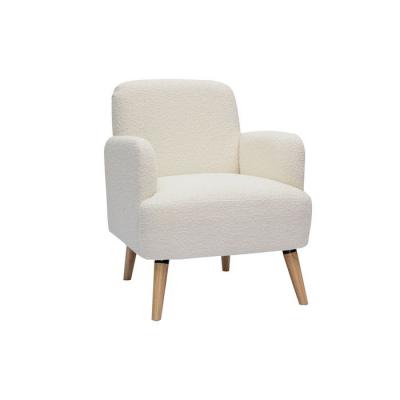 MILIBOO  - Fauteuil scandinave en tissu effet laine boucl&eacute;e et bois ISKO