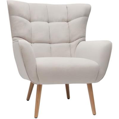 MILIBOO  - Fauteuil scandinave tissu effet velours textur&eacute; beige AVERY