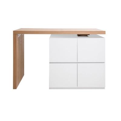 Table de bar modulable Miliboo MAX - Blanc mat et ch&ecirc;ne - H91 cm
