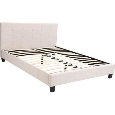 Miliboo Lit 2 Places 160x200 cm en Tissu Lin Beige capitonn&eacute; Marquise