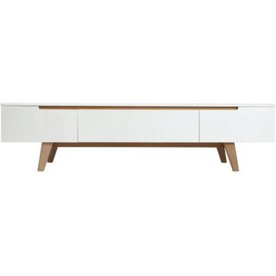 MILIBOO Meuble tv scandinave blanc brillant et fr&ecirc;ne 180cm melka - Blanc