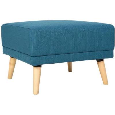 MILIBOO Pouf repose-pieds scandinave en tissu bleu canard et bois clair ULLA