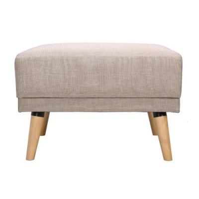 Pouf repose-pieds scandinave en tissu naturel et bois clair ULLA