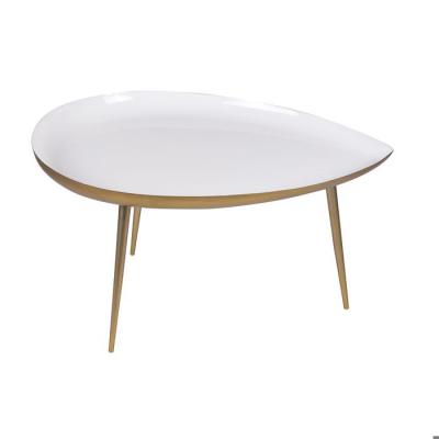 Table basse goutte en acier laqu&eacute; blanc L80 cm DROP L80.8xP57xH45