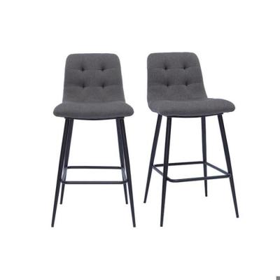 Tabourets de bar design en tissu gris et m&eacute;tal H65 cm (lot de 2) ESCAPE