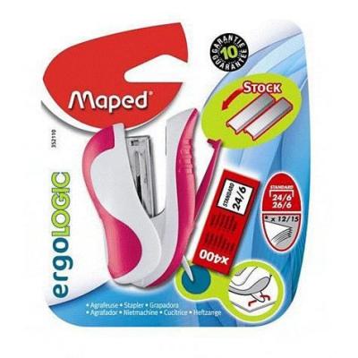 MAPED Mini agrafeuse ergologic + 400 agrafes 26/6 Color