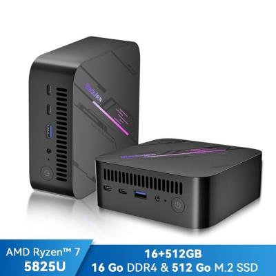 BLACKVIEW Mini PC MP100 AMD Ryzen 7 5825U 4.5GHz Max 16 Go 1 To/SSD 2To, Windows 11 Pro, Wifi 6, 4K UHD Display NETFLIX - Gris