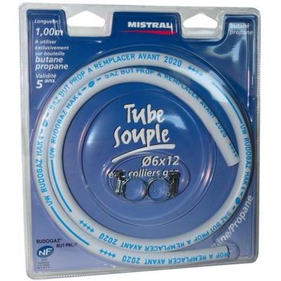 FAVEX Tuyau gaz butane propane - d: 6 mm - 1 m + 2 colliers - Mistral Gaz