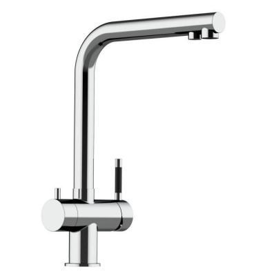 VIZIO Robinet de cuisine 3 voies en acier inox chirurgical poli - bec pivotant 360&deg; VZFX011100