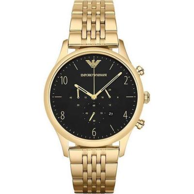 EMPORIO ARMANI  Ar1893 Black Dial Gold Strap Watch