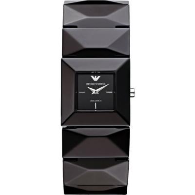 EMPORIO ARMANI Montre Femme  Ceramica AR1437 Bracelet noir maillons larges