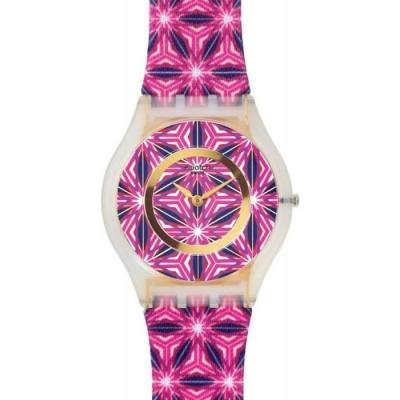 SWATCH Montre Femme -  - Vetrata SFW108 - Motifs g&eacute;om&eacute;triques - Cuir - Quartz 
