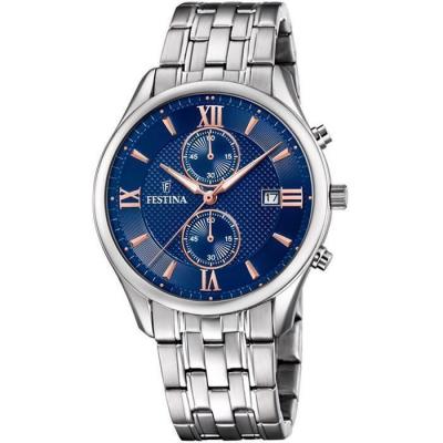 FESTINA Montre  F6854/6 Bleu, Bracelet Acier Inoxydable, Homme