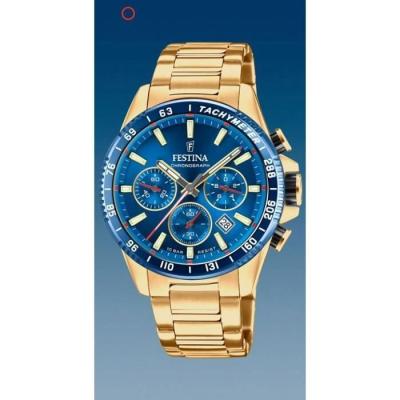 FESTINA Montre  F20634/3 Bleu, Bracelet Acier Inoxydable, Homme