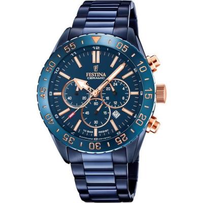FESTINA Montre Homme  Montres CERAMIC F20576-1 - Bracelet Acier Bleu