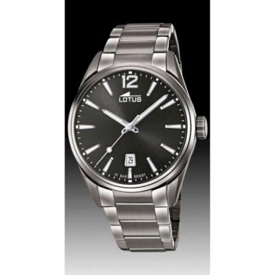 LOTUS Montre  L18684-1 - Dateur Acier Gris Cadran Noir Homme